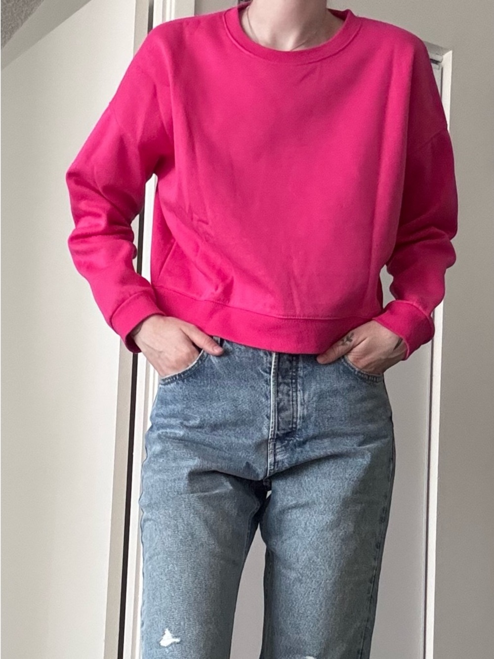 Women's Pink Crew Neck Sweater